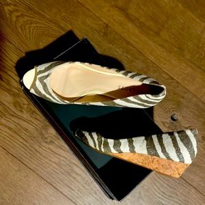 Talbots zebra print wedge cork heel size 9m. Never worn.